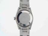 an image of a silver wrist watch with a black face