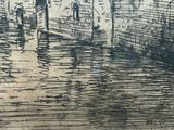 a picture of a drawing of a street with buildings in the background