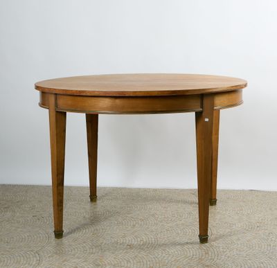 Table de salle à manger ronde à bandeau en placage de merisi…