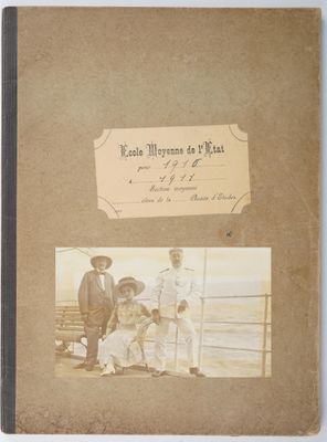 an old photo of a family posing for a picture on the deck of a ship