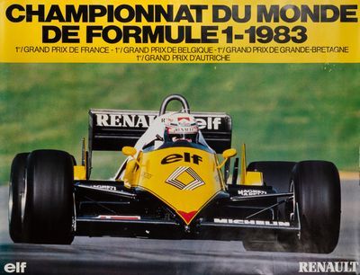 une affiche représentant une voiture de course en couverture d'un magazine