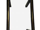 rectangular mirror with black frame and gold trim