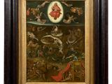 an image of a painting of a biblical scene with angels and demons