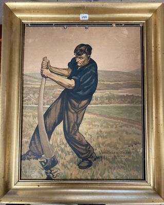 tableau représentant un homme tenant une batte de baseball dans un champ