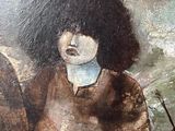 a painting of a woman with a bird on her shoulder