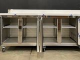 a picture of a stainless steel refrigerator with two doors open
