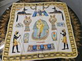 an image of a table cloth with egyptian designs on it