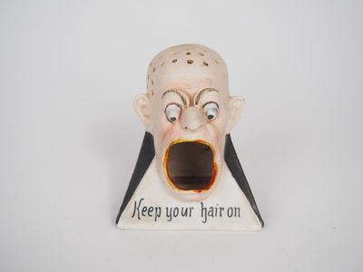 Porte cure-dents 1900 anglais en biscuit polychrome, "Keep y… - Photo 1