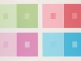 an image of four squares of different colors on a white surface