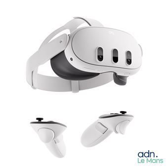 un gros plan sur une paire de casques de réalité virtuelle blancs sur fond blanc