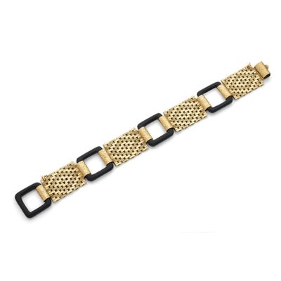 Bracelet « Ruban » Onyx et or ciselé 14k ((585)
