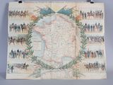 an old map of the country of france with a lot of people on horseback