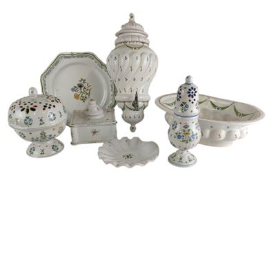 many different types of decorative items displayed on a white background
