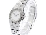 rolex lady ' s watch with white dial and diamond bezel