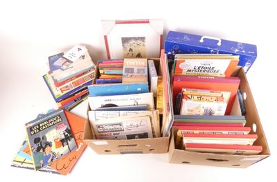 de nombreux livres dans une boîte posée sur une surface blanche