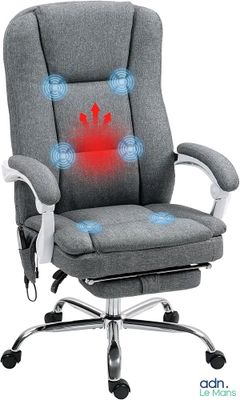 une chaise de bureau équipée d'un coussin chauffant au niveau du dossier