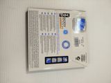 a white box with a blue and black label on it