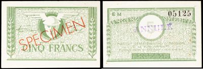 a close up of two different bills with a stamp on them
