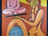 un tableau représentant deux femmes assises par terre