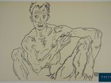 l'image d'un dessin représentant un homme assis sur une chaise