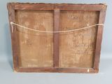 an old wooden box with a rope hanging from it ' s side