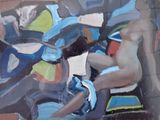 un tableau représentant une femme nue assise sur un canapé
