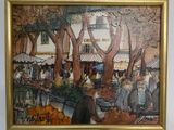 une image d'une peinture d'une place de marché