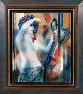 une image représentant un tableau où l'on voit une femme tenant un miroir