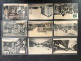 several old black and white photographs of people in a building
