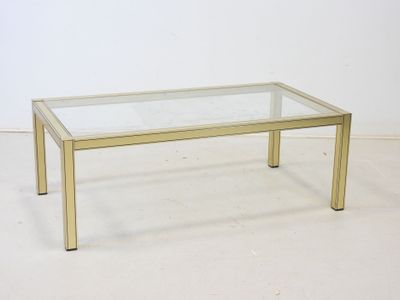 brass coffee table with glass top and legs