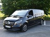 Une fourgonnette Mercedes Classe V garée sur un parking, avec des arbres en arrière-plan