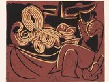 une image représentant un dessin d'une femme et d'un homme portant un chapeau