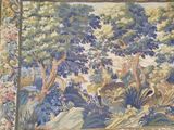 a tapestry with a picture of a deer in the woods