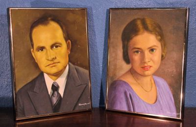 Lot de 2 gouaches en couleur signé Thomas Hauser, peint sur toile repr