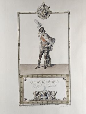un dessin représentant un homme vêtu d'un uniforme militaire