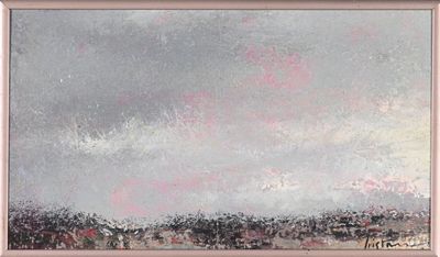 an image of a painting of a field with a sky in the background