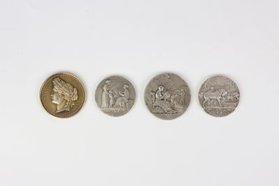 four different types of coins on a white surface
