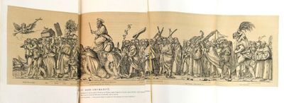 un livre ouvert sur lequel figure le dessin d'un groupe de personnes