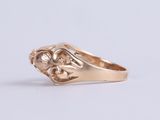 a close up of a gold ring with two skulls on it
