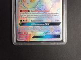 a close up of a pokemon card in a plastic case
