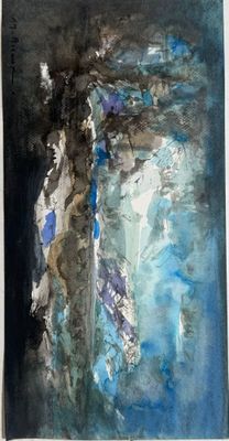 an image of a painting of a person standing in front of a wall