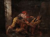 an image of a painting of a man with a sword in a room