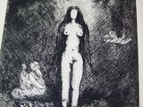 an image of a black and white drawing of a naked woman