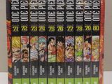 the complete set of dragon ball manga books are on display
