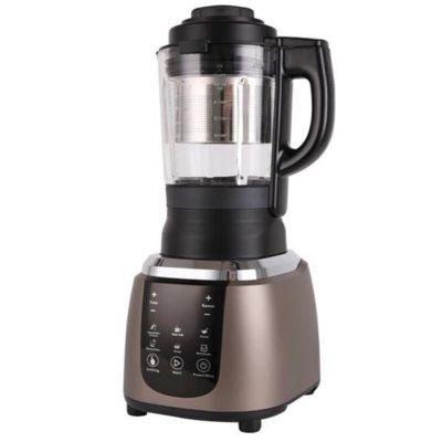 a close up of a blender on a white background
