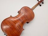 an antique violin with a wooden back and a long neck