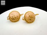 pair of antique carved cameo earrings on gold plated wire