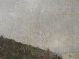 a painting of a man riding a horse on the beach