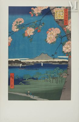 une image représentant un tableau représentant une vue sur une montagne et un plan d'eau