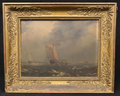 une image représentant un tableau d'un voilier sur une mer agitée